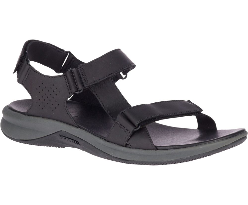 Merrell Sandals Black - Tideriser Luna Strap Leather - Mens 06QKZJDUT